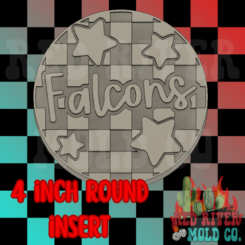 Checkered Falcons With Stars 4 in Round Mold Insert - Red River Mold Co