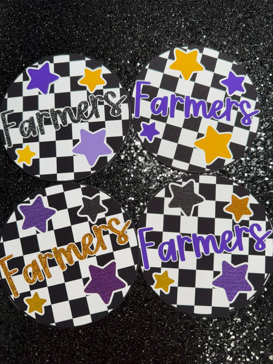 Checkered Farmers With Stars 4 in Round Mold Insert - Red River Mold Co