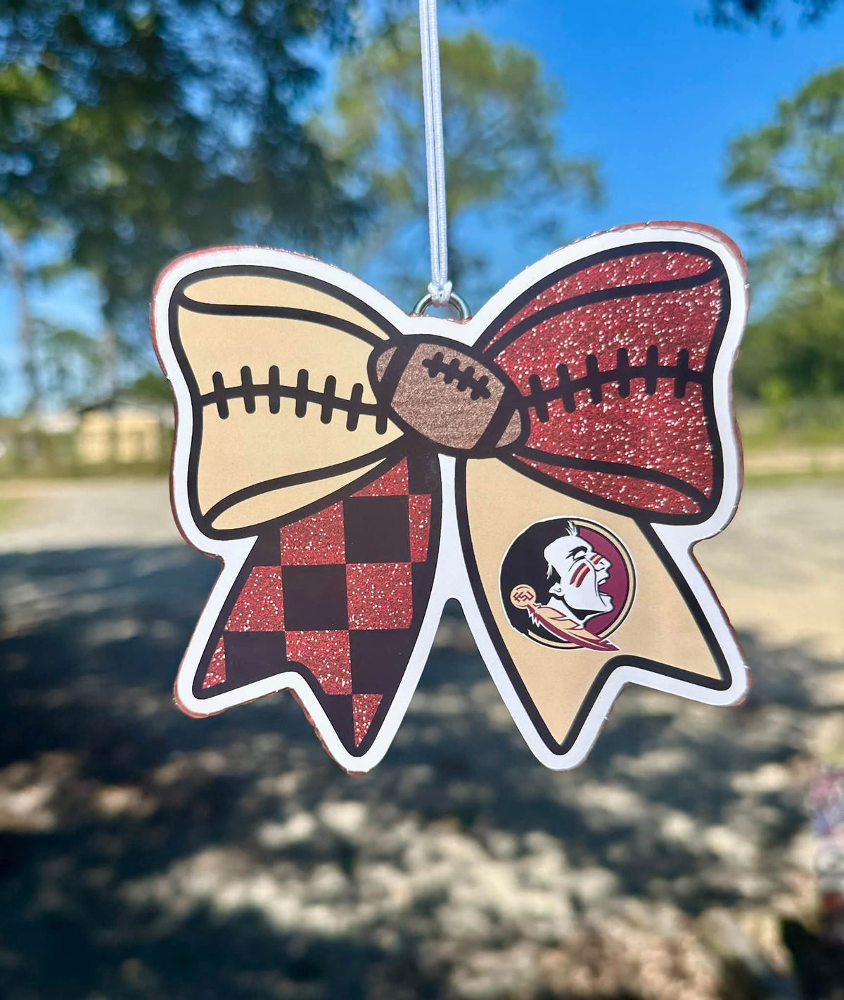 Checkered Football Bow Silicone Freshie Mold - Red River Mold Co