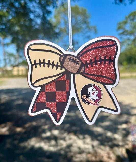 Checkered Football Bow Silicone Freshie Mold - Red River Mold Co