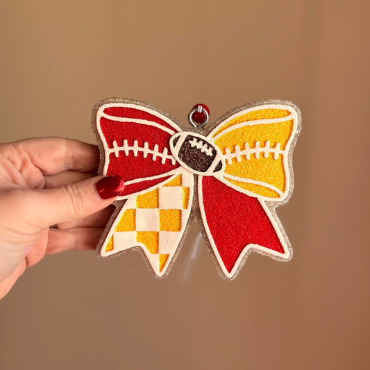 Checkered Football Bow Silicone Freshie Mold - Red River Mold Co