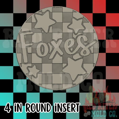Checkered Foxes With Stars 4 in Round Mold Insert - Red River Mold Co