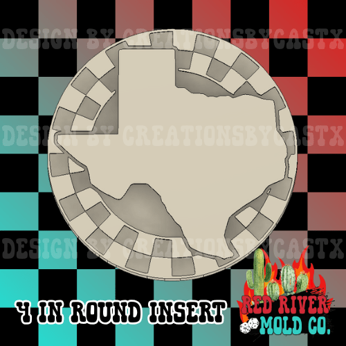 Checkered frame with Texas 4 in Round Mold Insert - Red River Mold Co