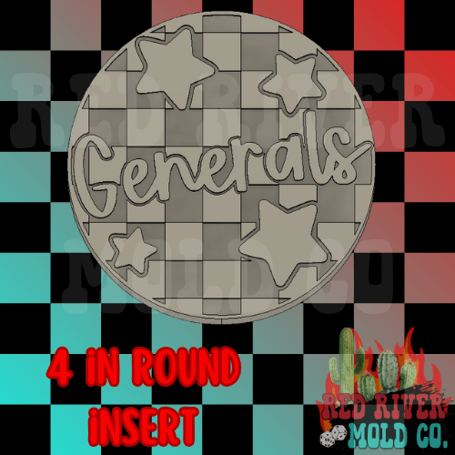 Checkered Generals With Stars 4 in Round Mold Insert - Red River Mold Co