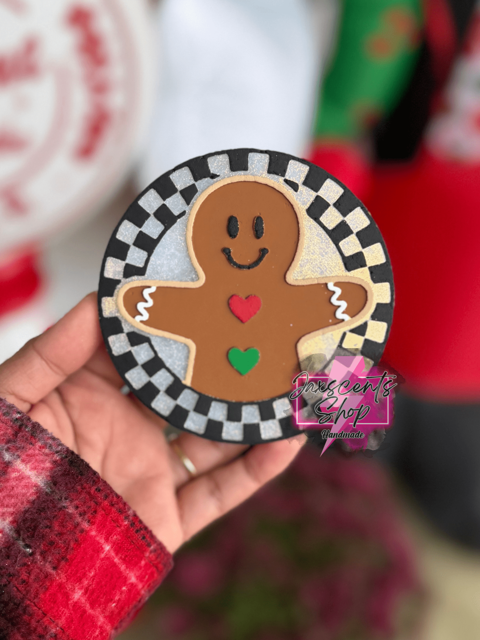 Checkered Gingerbread Round 4 in Round Mold Insert - Red River Mold Co