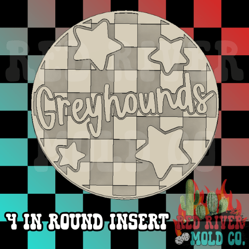 Checkered Greyhounds With Stars 4 in Round Mold Insert - Red River Mold Co