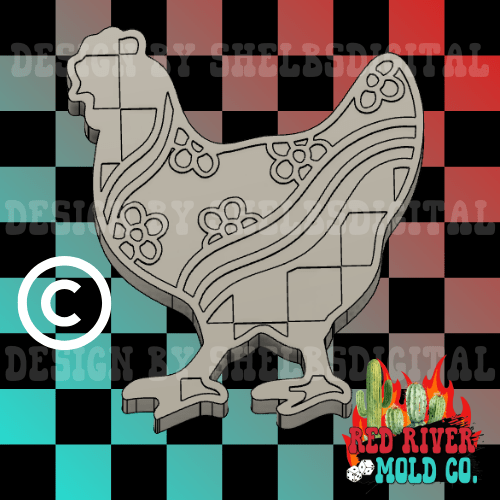 Checkered Groovy Chicken Silicone Freshie Mold - Red River Mold Co