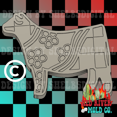 Checkered Groovy Show Cow Silicone Freshie Mold - Red River Mold Co