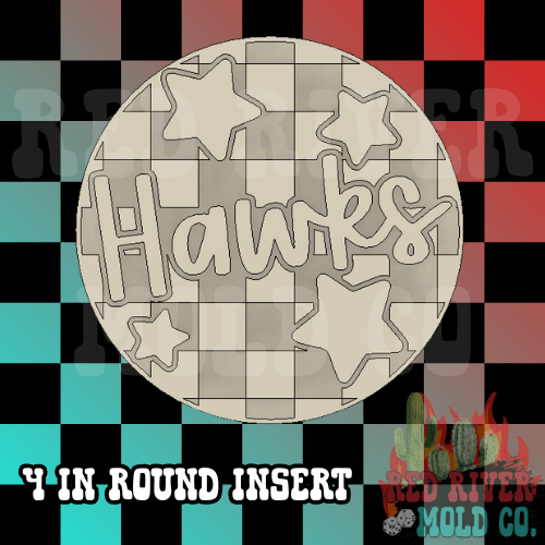 Checkered Hawks With Stars 4 in Round Mold Insert - Red River Mold Co