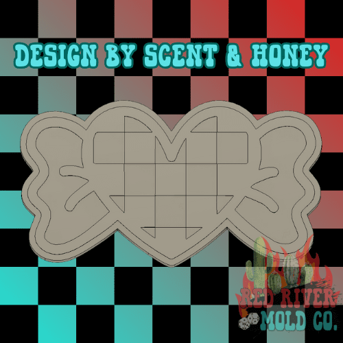 Checkered Heart Candy Silicone Freshie Mold - Red River Mold Co