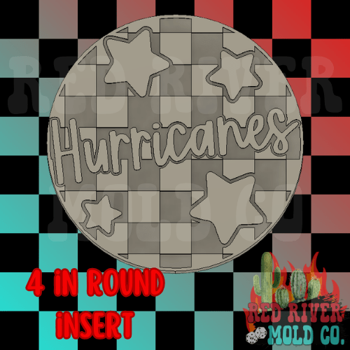 Checkered Hurricanes With Stars 4 in Round Mold Insert - Red River Mold Co