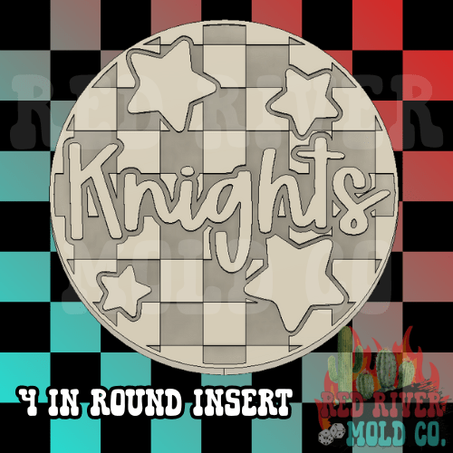Checkered Knights With Stars 4 in Round Mold Insert - Red River Mold Co