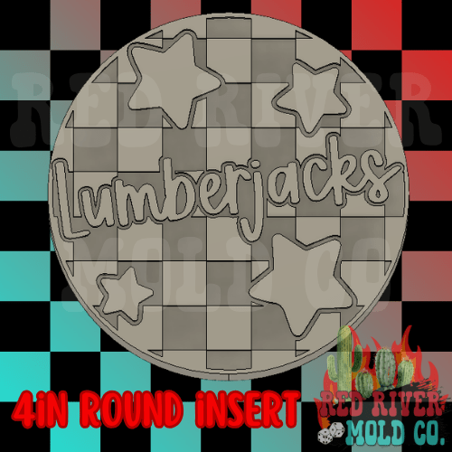 Checkered Lumberjacks With Stars 4 in Round Mold Insert - Red River Mold Co