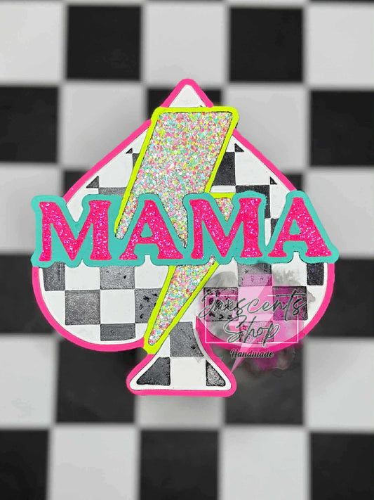 Checkered Mama Spade With a Bolt Silicone Freshie Mold RRMC Exclusive - Red River Mold Co
