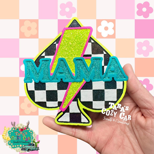 Checkered Mama Spade With a Bolt Silicone Freshie Mold RRMC Exclusive - Red River Mold Co
