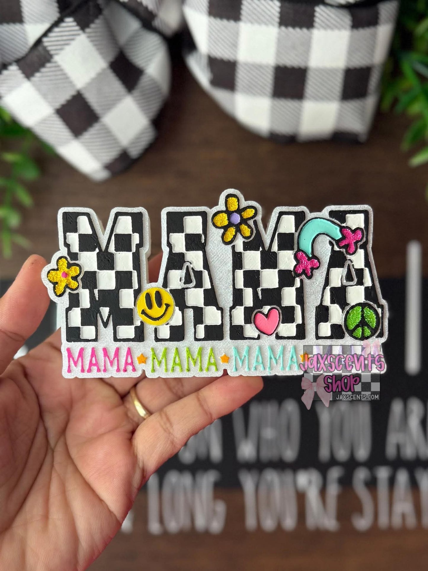 Checkered Mama With Doodles Silicone Freshie Mold - Red River Mold Co