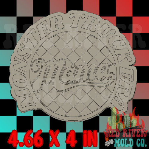 Checkered Monster Truck Mama Silicone Freshie Mold - Red River Mold Co
