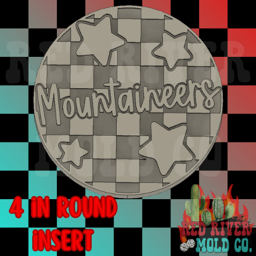 Checkered Mountaineers With Stars 4 in Round Mold Insert - Red River Mold Co