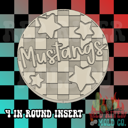 Checkered Mustangs With Stars 4 in Round Mold Insert - Red River Mold Co