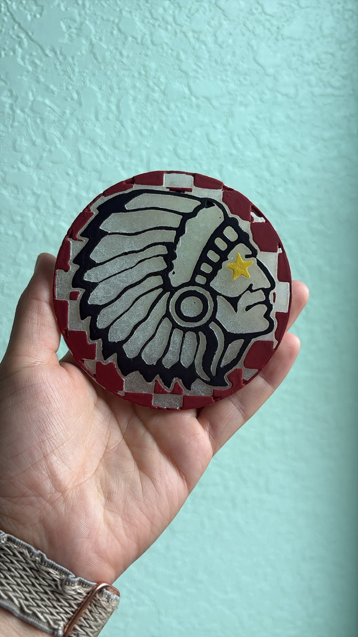 Checkered Native American WITH STAR EYES 4 in Round Mold Insert - Red River Mold Co