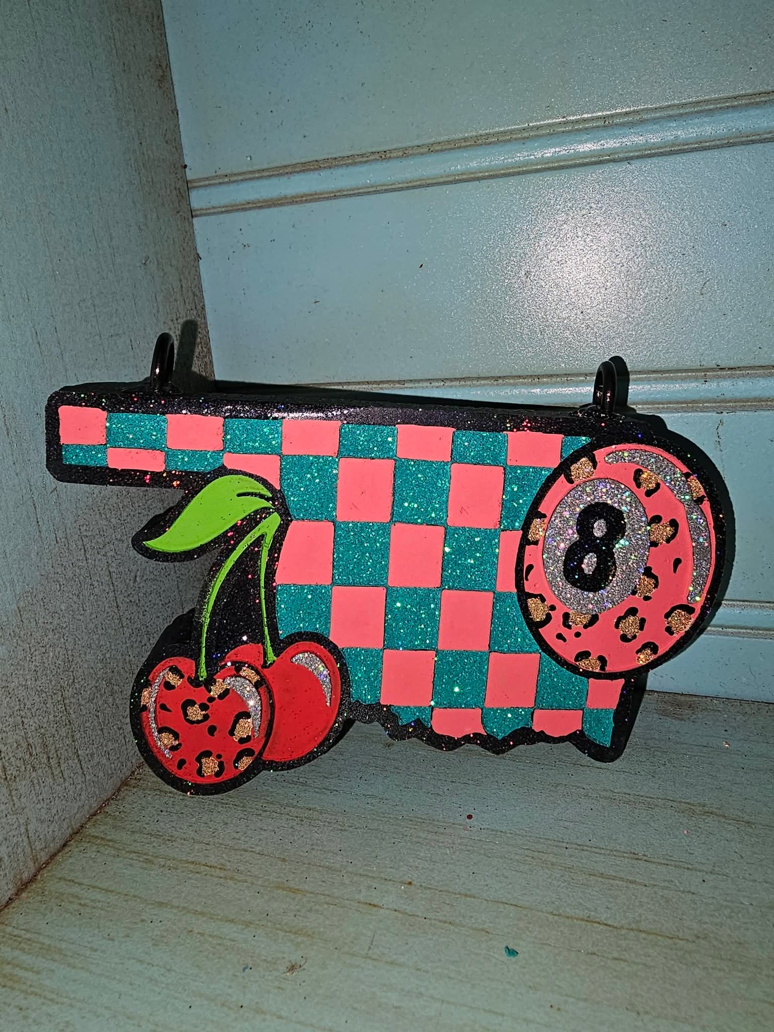 Checkered Oklahoma with a cherry and 8 Ball Silicone Freshie Mold - Red River Mold Co