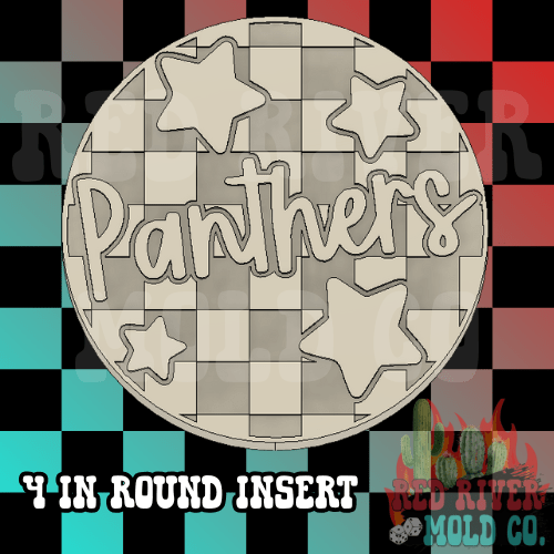 Checkered Panthers With Stars 4 in Round Mold Insert - Red River Mold Co