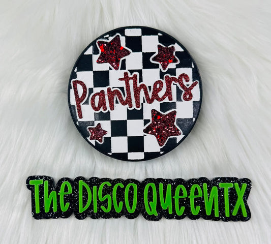 Checkered Panthers With Stars 4 in Round Mold Insert - Red River Mold Co
