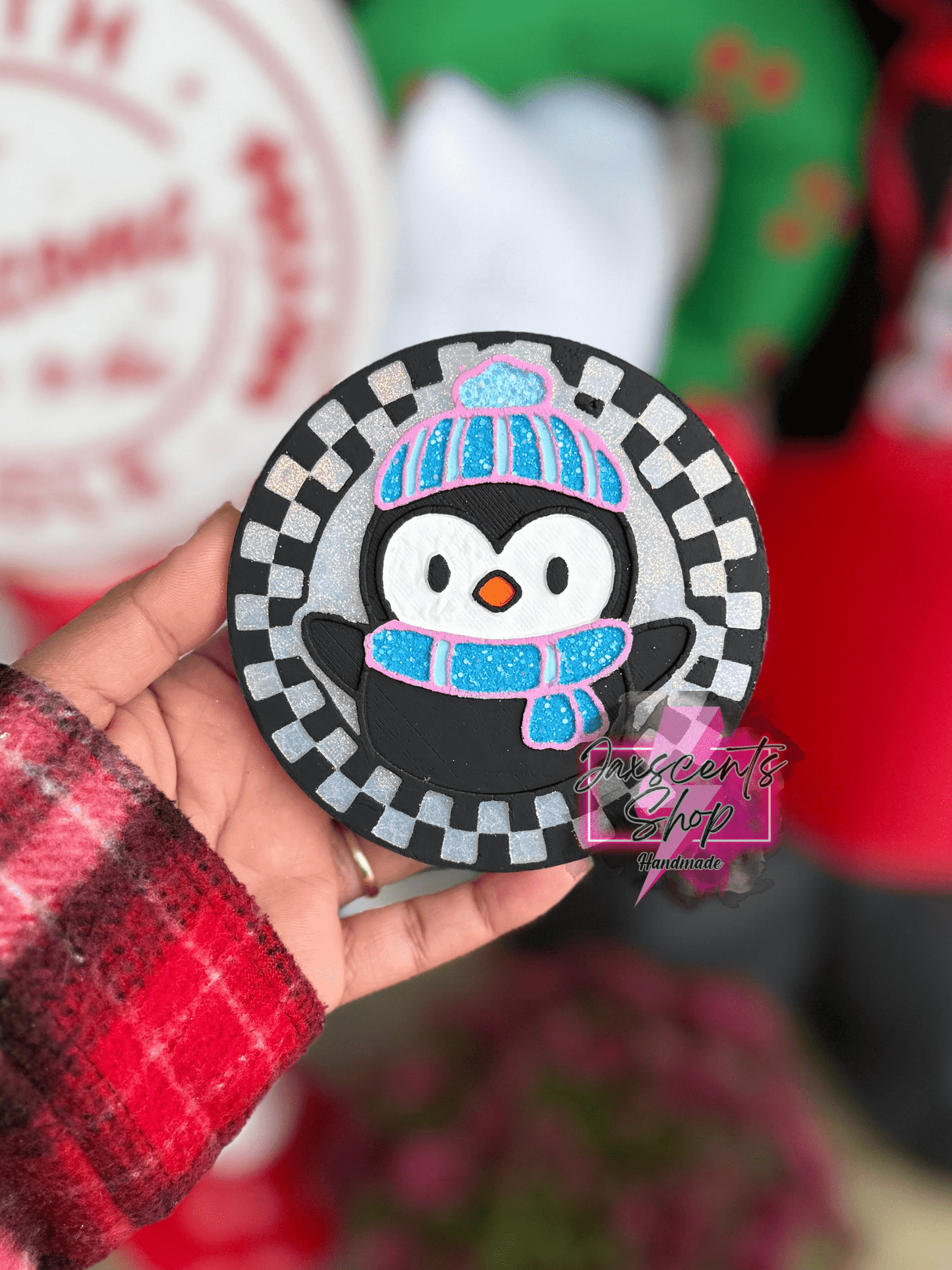 Checkered Penguin Round 4 in Round Mold Insert - Red River Mold Co