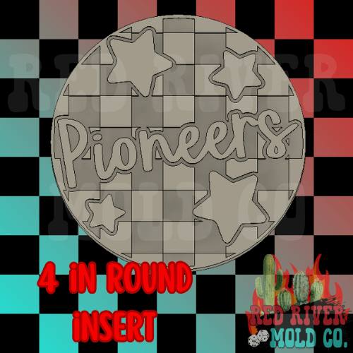 Checkered Pioneers With Stars 4 in Round Mold Insert - Red River Mold Co