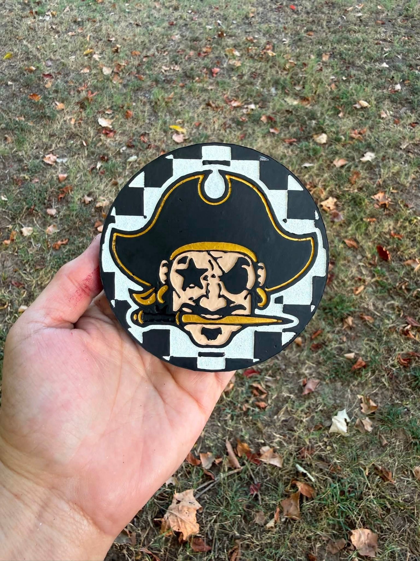 Checkered Pirate WITH STAR EYES 4 in Round Mold Insert - Red River Mold Co