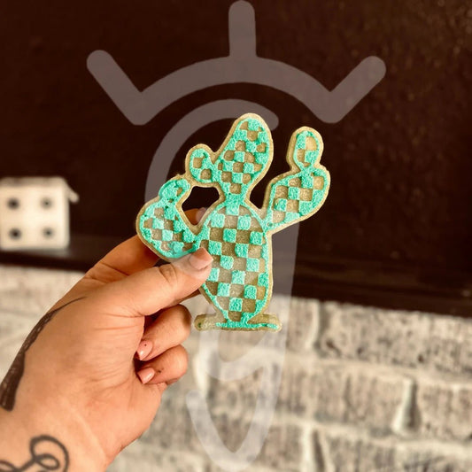 Checkered Print Cactus Silicone Freshie Mold RRMC Exclusive - Red River Mold Co
