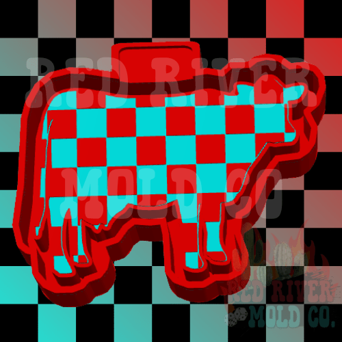 Checkered Print Cow Silicone Freshie Mold - Red River Mold Co