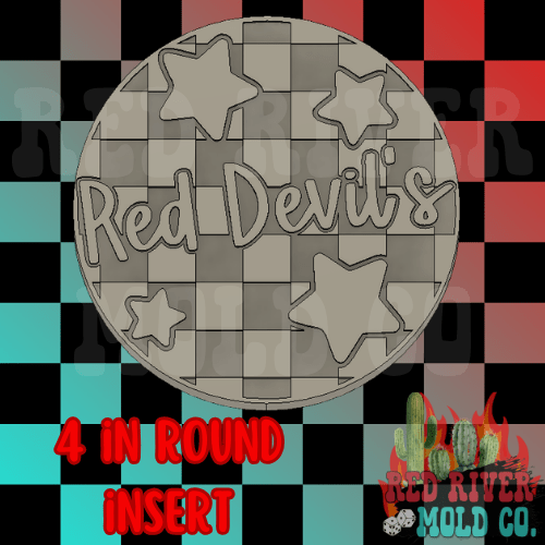 Checkered Red Devil's With Stars 4 in Round Mold Insert - Red River Mold Co