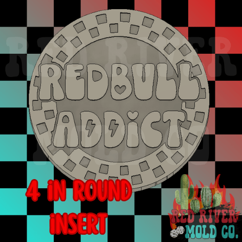 Checkered redbull addict 4 in Round Mold Insert - Red River Mold Co