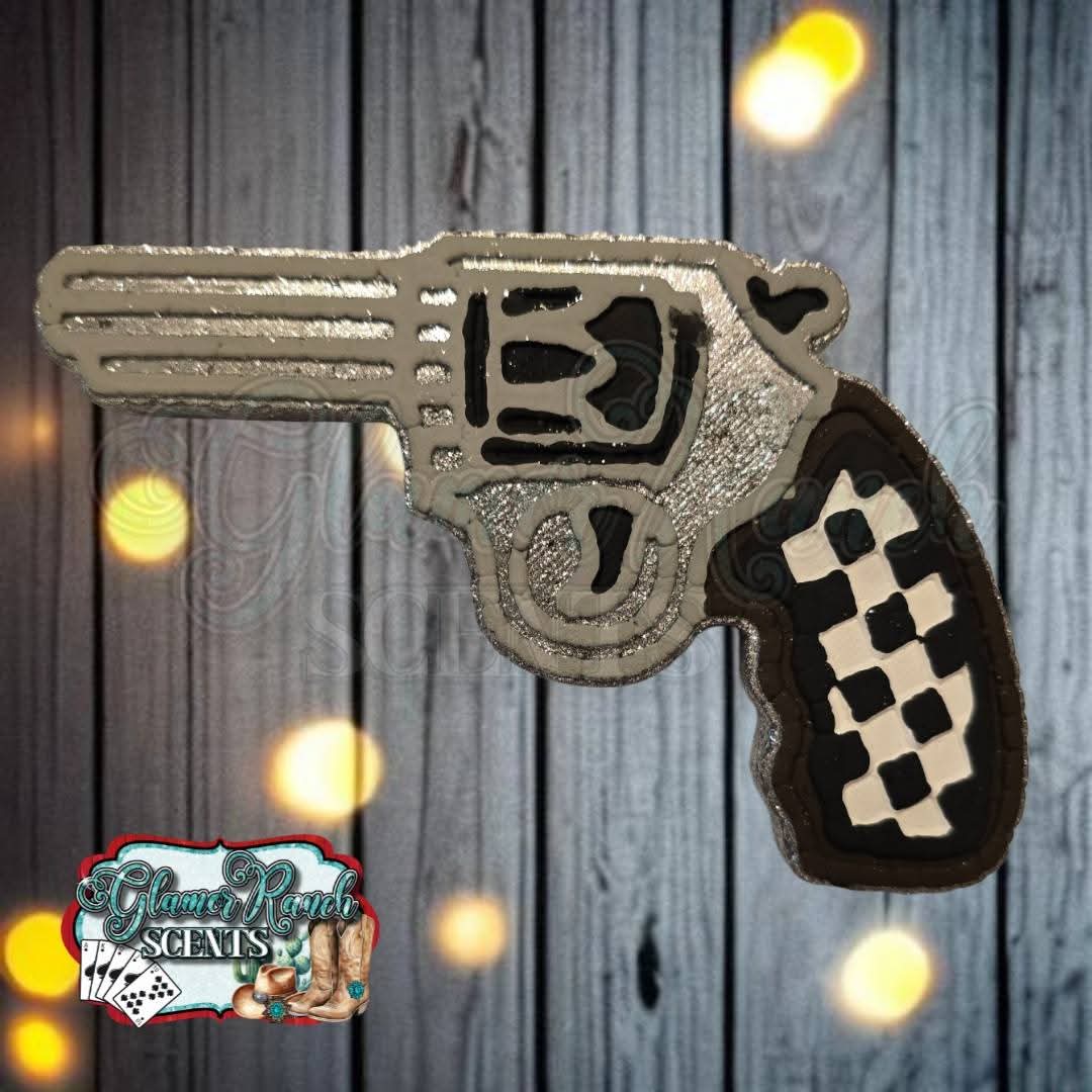 Checkered Revolver Pistol Silicone Freshie Mold (AGS Mold) - Red River Mold Co