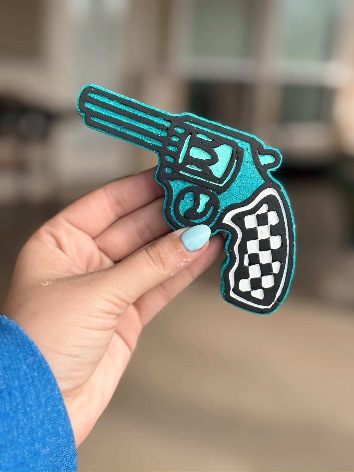 Checkered Revolver Pistol Silicone Freshie Mold (AGS Mold) - Red River Mold Co