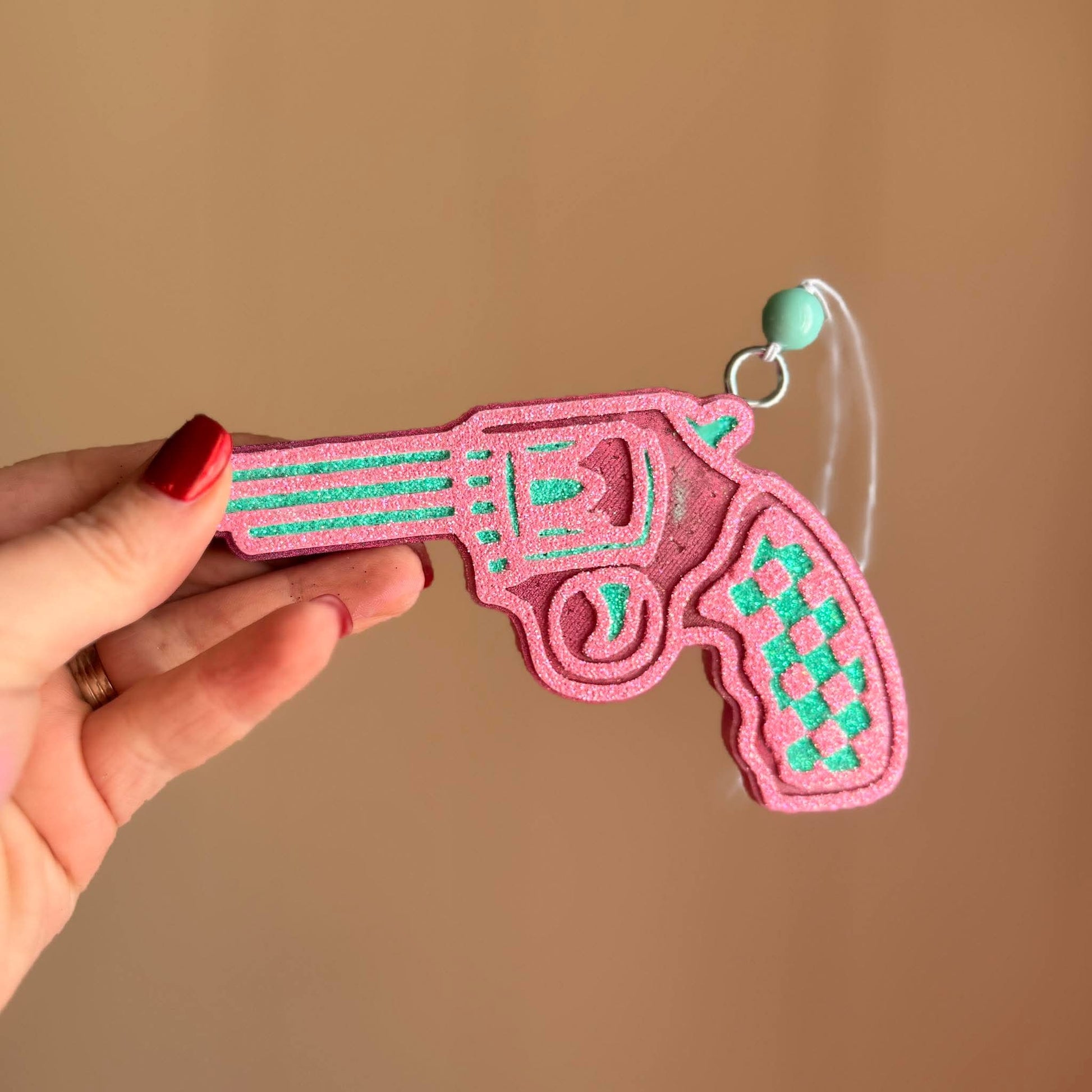 Checkered Revolver Pistol Silicone Freshie Mold (AGS Mold) - Red River Mold Co