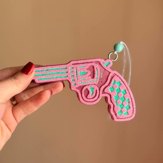 Checkered Revolver Pistol Silicone Freshie Mold (AGS Mold) - Red River Mold Co