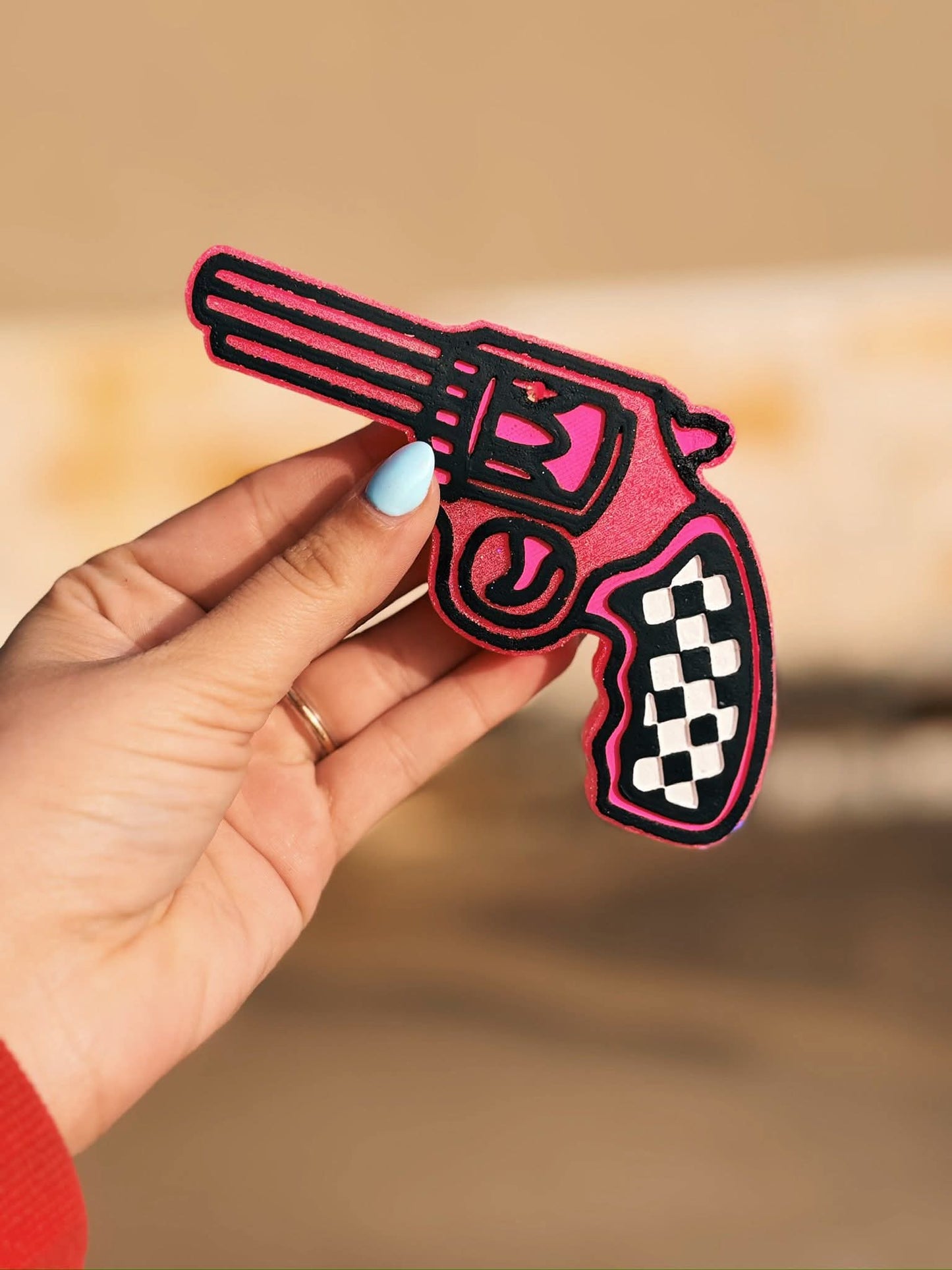 Checkered Revolver Pistol Silicone Freshie Mold (AGS Mold) - Red River Mold Co