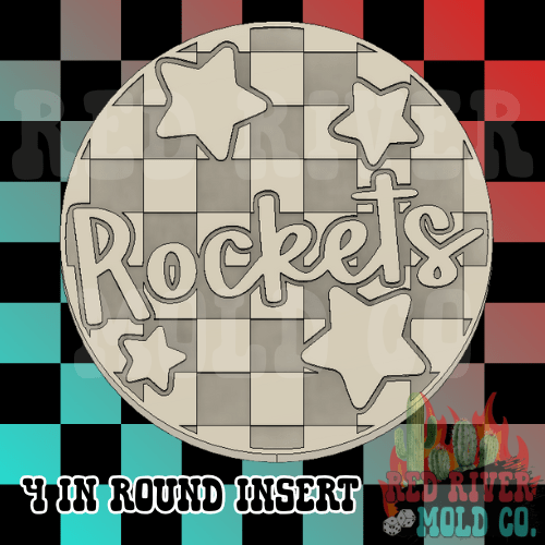 Checkered Rockets With Stars 4 in Round Mold Insert - Red River Mold Co