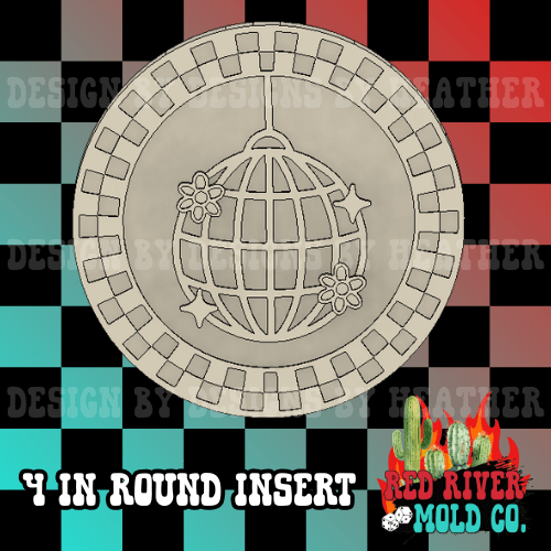 Checkered Round With Disco 4 in Round Mold Insert - Red River Mold Co