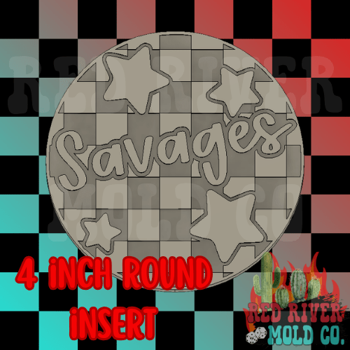 Checkered Savages With Stars 4 in Round Mold Insert - Red River Mold Co