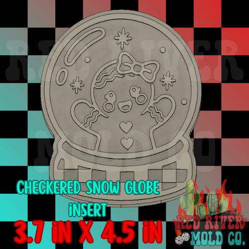 Checkered Snow Globe silicone freshie mold - Red River Mold Co
