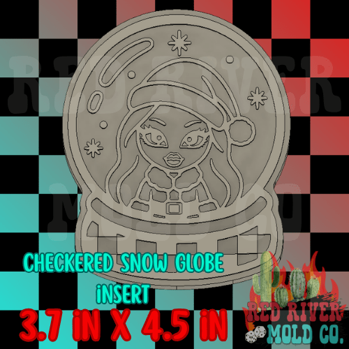 Checkered Snow Globe silicone freshie mold - Red River Mold Co