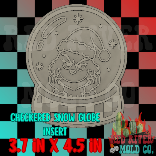 Checkered Snow Globe silicone freshie mold - Red River Mold Co