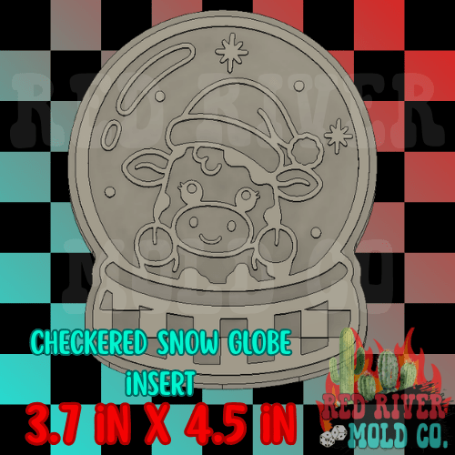 Checkered Snow Globe silicone freshie mold - Red River Mold Co