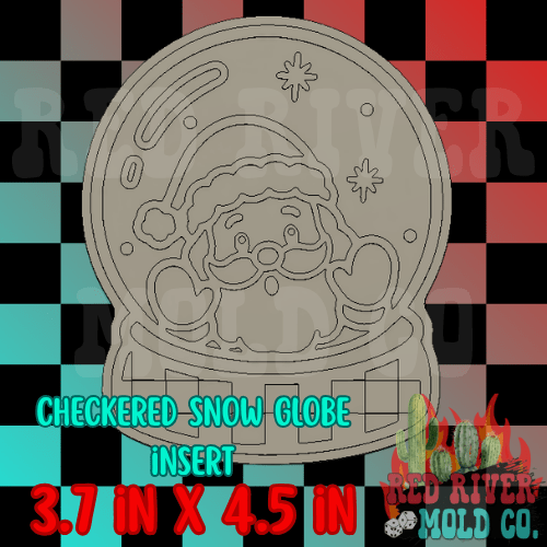 Checkered Snow Globe silicone freshie mold - Red River Mold Co