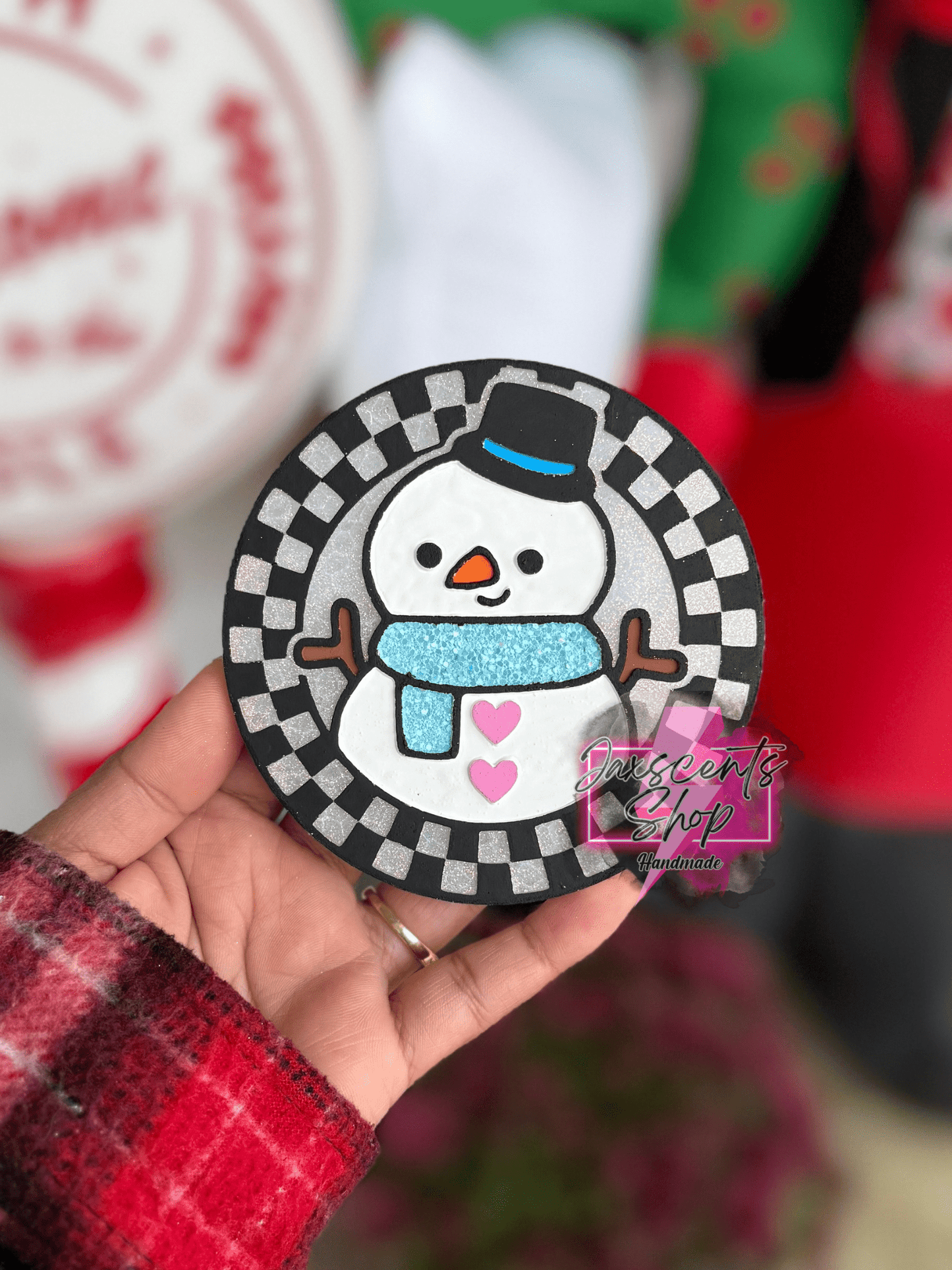 Checkered Snowman Round 4 in Round Mold Insert - Red River Mold Co