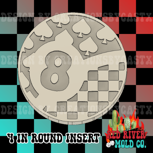 Checkered Spade 8 ball 4 in Round Mold Insert - Red River Mold Co