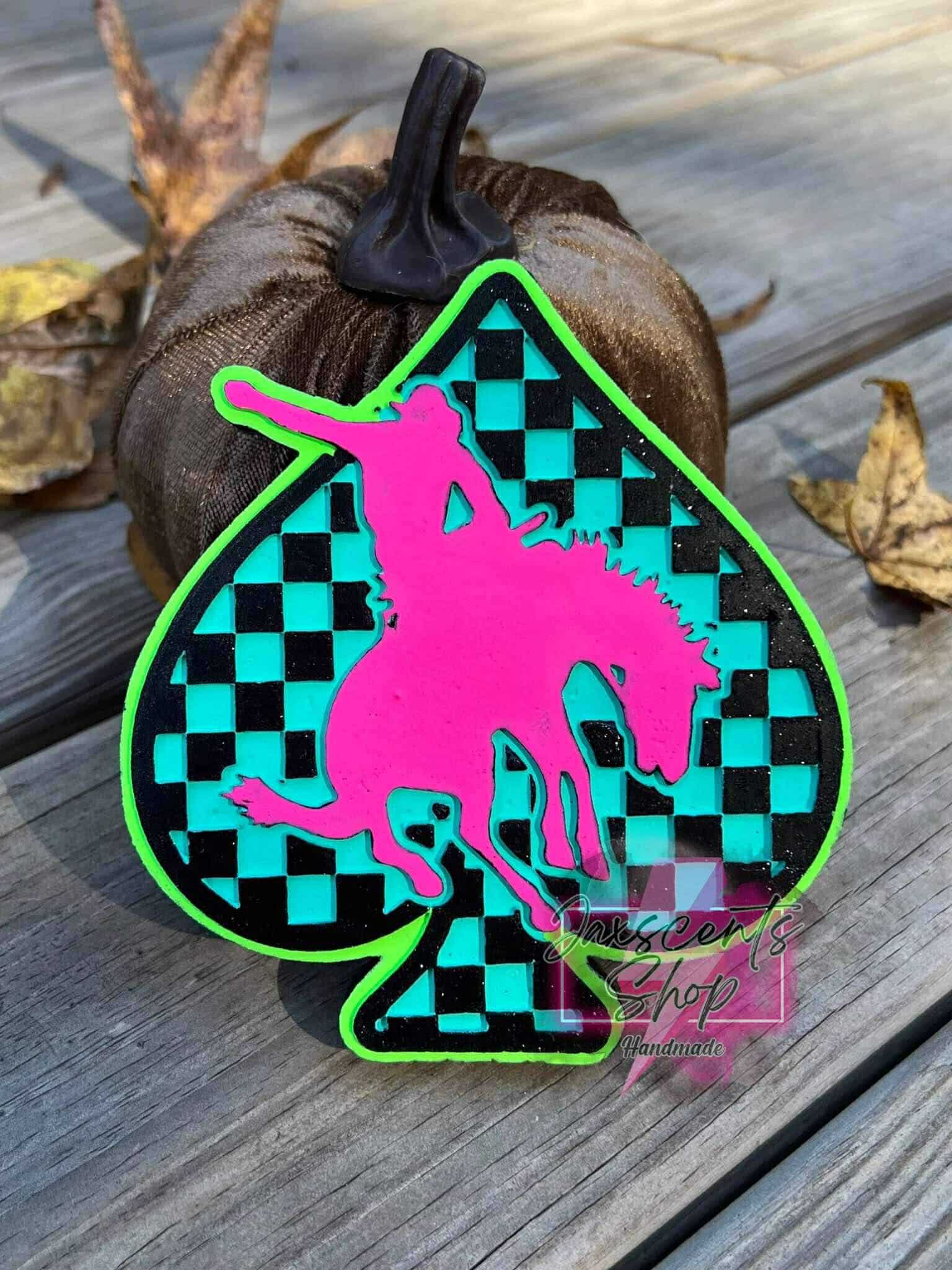 Checkered Spade Bronc Rider Silicone Freshie Mold - Red River Mold Co